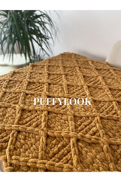 Alize Puffylook Hand Knitted Baby Blanket