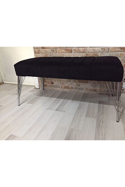 elagant mobilya 90x45 Yeni Nesil Lüks Gümüş Metal Ayaklı Yarmalı Puf Koltuk