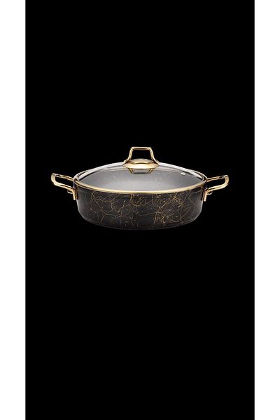 EVİNDA 24 cm Granite Flat Pot - Pan-Dora Series