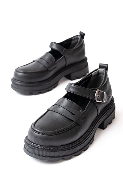 Aymood 745-771 Siyah Kadın Günlük Yüksek Tabanlı Loafer Ayakkabı