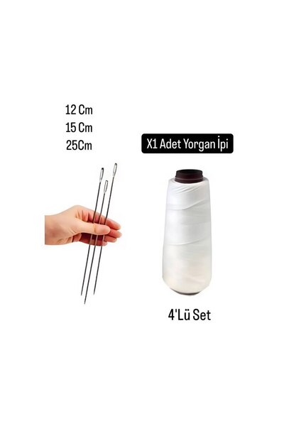Metler Yorgan Iğnesi Çuvaldız Iğne 12cm&15cm& 25 cm Yorgan İpi ( 1 Adet) 4'LüSet