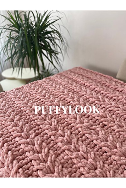 Alize Puffylook Pembe El Örgüsü Battaniye(90/90)