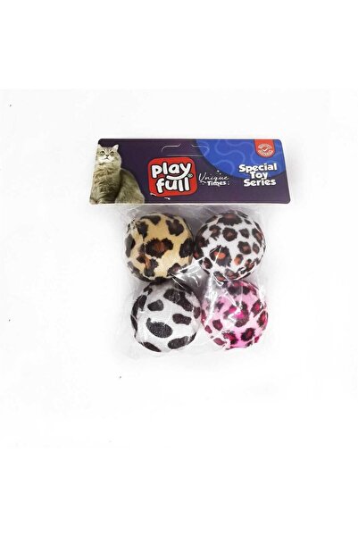 PLAYFULL Pf-4056- Kumaş Top Kedi Oyuncağı 3,5 Cm 4'lü