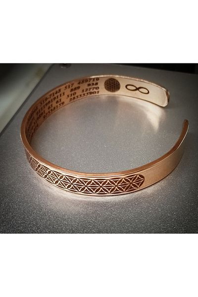 DA Cooper Design Copper Bracelet Flower of Life & Number Section 25-30 gr Luck Miracle Copper Bracelet