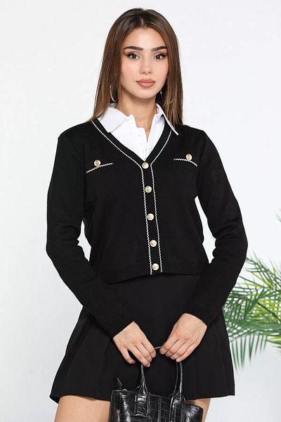 GÜLSELİ Black Short Knitwear Cardigan for Women