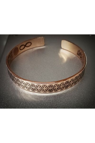 DA Cooper Design Copper Bracelet Flower of Life & Number Section 25-30 gr Luck Miracle Copper Bracelet