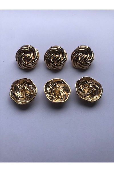 aensia Gold Gold Twist Knob Model Button Metal Button 36 Size Buttons - 6-Piece Button Pack