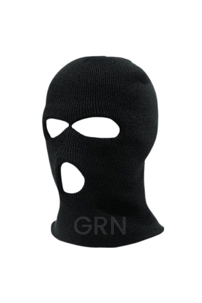 Gürhan Çorap Schneemaske Schwarz Winter Strickmode Gestrickte Dreiäugige Unisex Karmaske mit Beanie