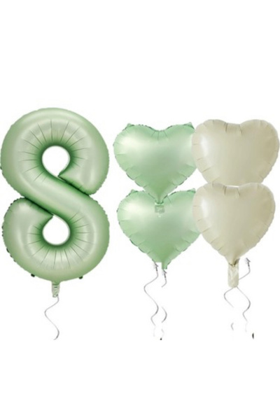 Çemrek Süs Parti مجموعة بالونات فويل عمرها 8 سنوات باللون الأخضر النعناعي مع ...