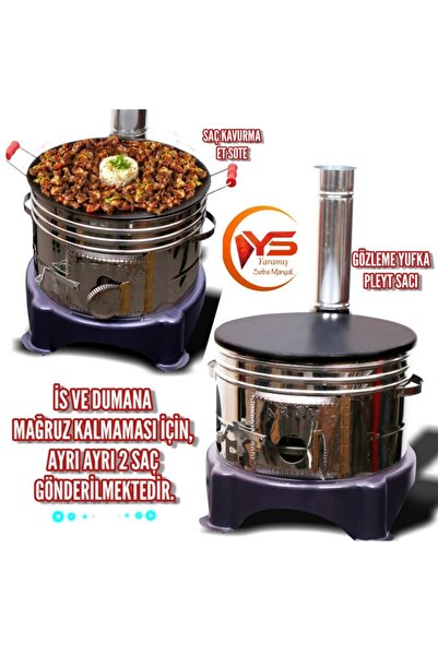 Ys YARAMIŞ Full Çift Musluklu Semaverli Güveç Mangal Toprak Tandır Kavurma Tavası Ve Ayrı Gözleme Saç Kamp Soba