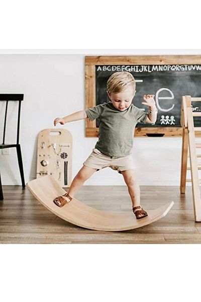 HIZIROĞLU AHŞAP Balance Board din lemn natural - Jucărie pentru copii Balance Board