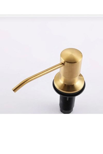 İSAOĞLU YAPI Mat Gold Built-In Soap Dispenser Matte Gold Detergent Dispenser Kitchen Sink Liquid Soap Dispenser