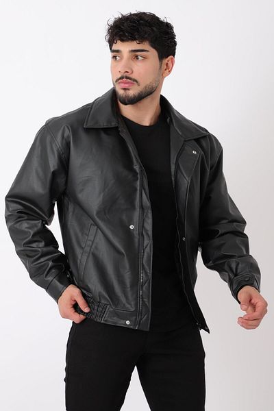 ByTrend Παλτό από συνθετικό δέρμα Oversize - Ελαστική μέση Bl 1731_50379-1