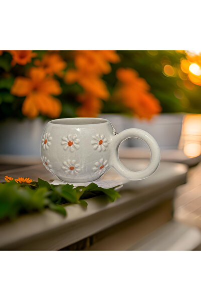 Çiporcal Ece Çayır Papatyası Mug Kupa Bardak El Dekoru