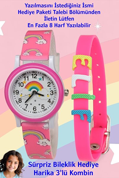 Ct Kız Çocuk Saati - İsme Özel Bileklik Kombin - Analog- Figürlü - ( Sürpriz ...
