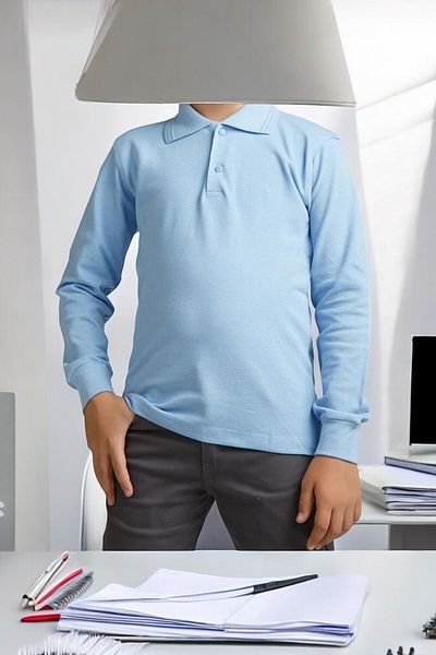 White Velvet Βαμβακερό γιακά πόλο μακρυμάνικο παιδικό σχολικό μπλουζάκι - WV.UKT.24.25YK