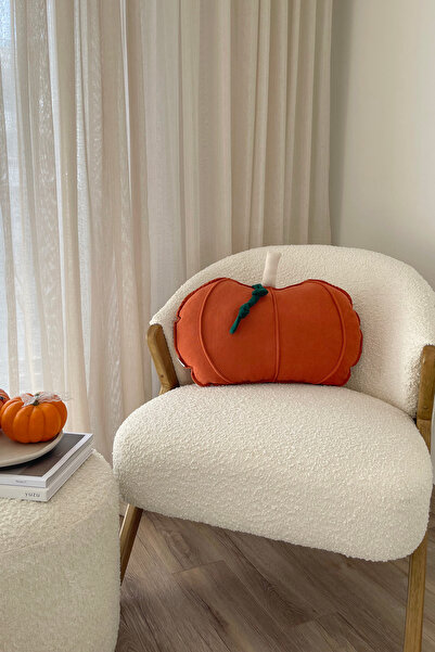 RİTMOHOME Kabak Şeklinde Tasarımlı Tarçın Sonbahar Dekoratif Yastık(İçi Dolgulu)