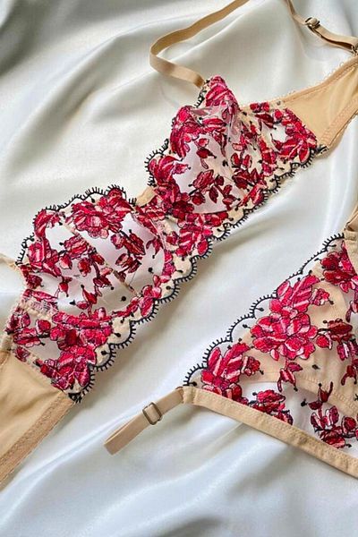 Moldina Γυναικείο Σετ Σουτιέν Μπεζ Floral Underwire