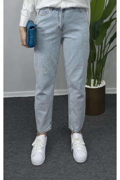 bybaharoz Stone Detailed Mom Jean