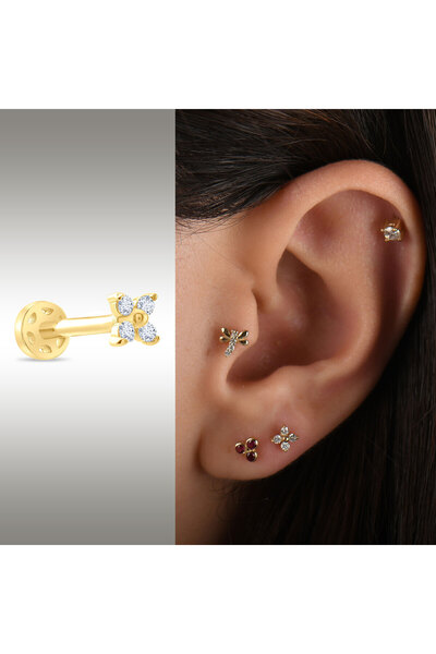 Genel Markalar 0.04 Karat Pırlanta Yonca Tragus Piercing