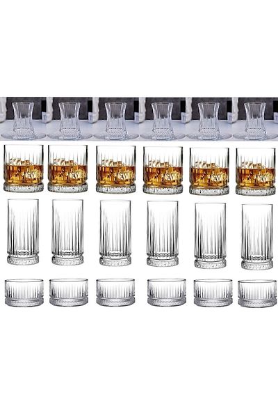 Paşabahçe Elysia 30 Piece Tea and Soft Drink Cup Bowl Presentation Set