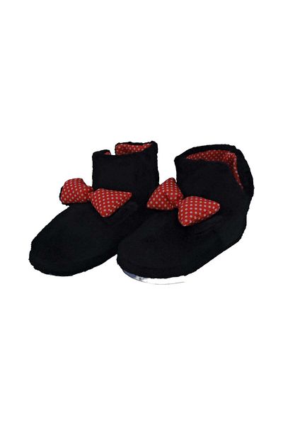 Chirpy Puny - Black Women's Slippers with Ribbon