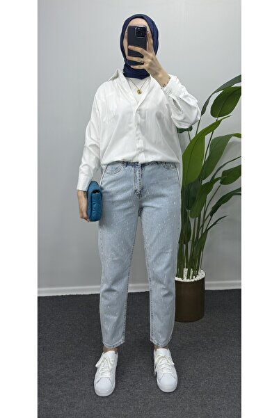 bybaharoz Taşlı Mom Jean