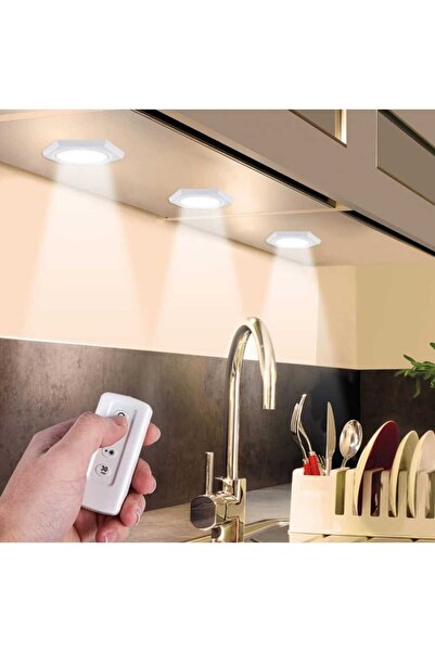 Viesteknoloji MASA LAMBASI MUTFAK TEZGAH ALTI BANYO DOLABI DOLAP İÇİ KABLOSUZ 3LÜ KUMANDALI VE PİLLİ LED IŞIK