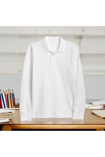 White Velvet Βαμβακερό γιακά πόλο μακρυμάνικο παιδικό σχολικό μπλουζάκι - WV.UKT.24.25YK