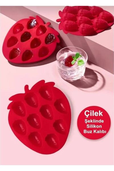 bediSey Pratik çilek şeklinde silikon buz kalıbı | silikon yapışmaz buzluk çi...