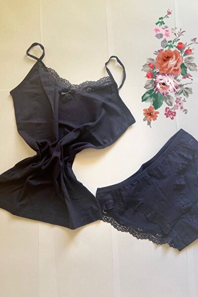 Moldina Жіночий комплект з синьою майкою на бретельках і трусиками з бавовни