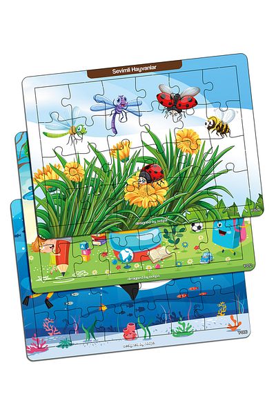 kutuTR Colorful 24-Piece Wooden Puzzle Set of 4 - Educational and Educational for Children