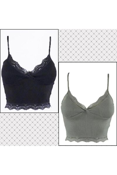ACTRİS Lace Crop Bustier Set - 2-Piece Blouse with Strappy Pads