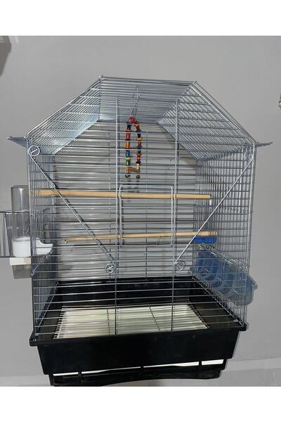 ARSPOLO Beşgen Papağan Kanarya Muhabbet Kuşu Kafesi Izgaralı Gümüş Kaplama