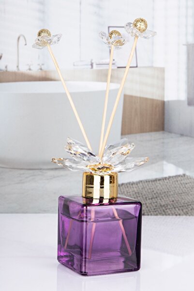 Lizzy Kristal Başlıklı Ve Kristal Detaylı Dekoratif  Cam Koku Şişesi