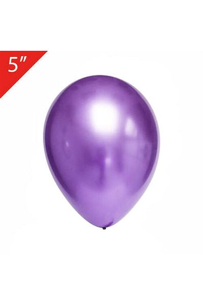 asöy 5 Inch Small Size Bright Chrome Balloon - Kalisan Chrome Purple 10 Pieces
