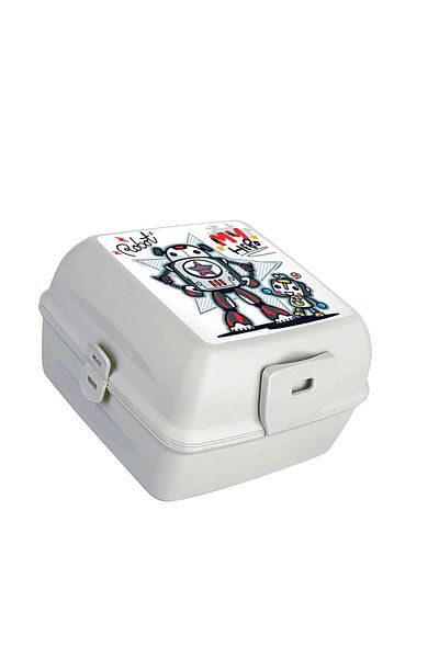 Gönül İşlerim LOCKING LID, 4 COMPARTMENTS FEEDING SET & LUNCH BOX WITH SPOON AND FORK