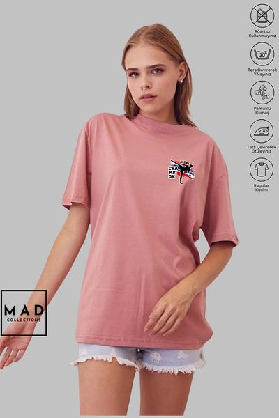 MAD COLLECTİON MAD COLLECTION Unisex Oversize Crew λαιμόκοψη βαμβακερό Muay Thai εμπριμέ κοντομάνικο μπλουζάκι