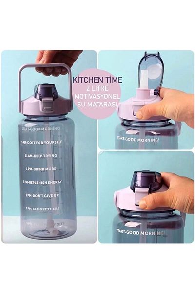 RASASVADA Transparent Motivational Water Bottle 2000 Ml Water Bottle - Bpa Free-sticker