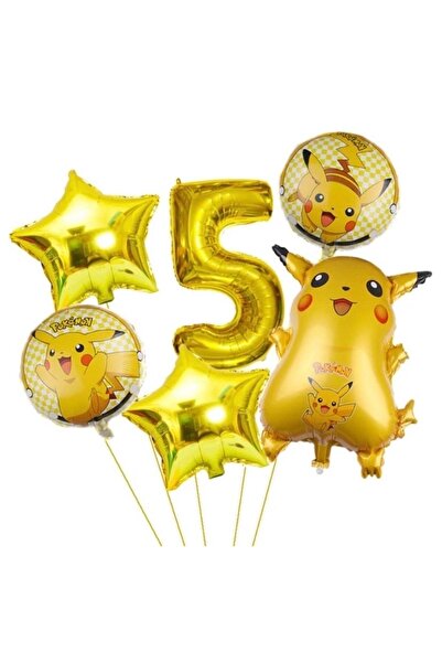 MFM مجموعة بالونات فويل بطول 100 سم بتصميم بوكيمون بيكاتشو بعمر 5 سنوات