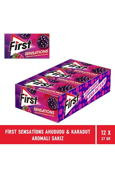 First Sensations Raspberry & Blackberry Flavored Chewing Gum 27 Gr - 12 Pieces