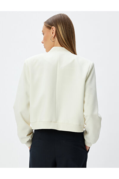 Koton Kolej Bomber Kurtka z kieszeniami i zatrzaskami z tkaniny krepowej