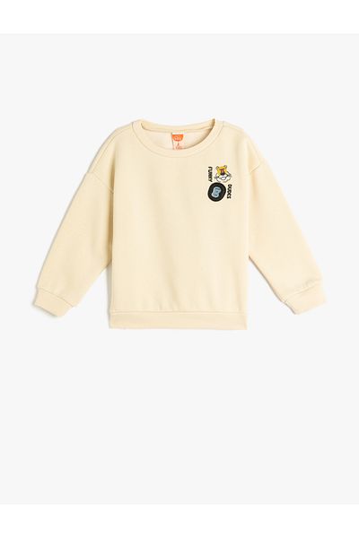 Koton Long Sleeve Crew Neck Raised Sweatshirt - Print Detailed