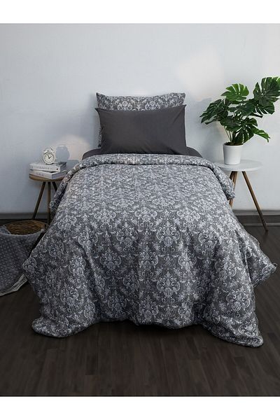 FAVORA Anthracite Single Spiral Elastic Duvet Cover Set