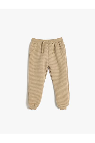 Koton Textured Basic Sweatpants - Tie-Up Waist Design