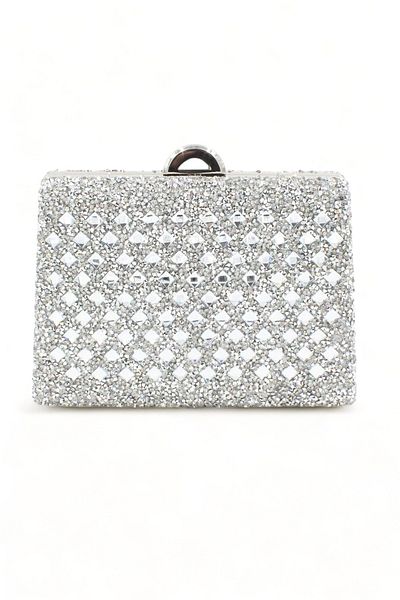 Chantaky 032 2517 Double Sided Silver Crystal Stone Evening Bag Evening Bag