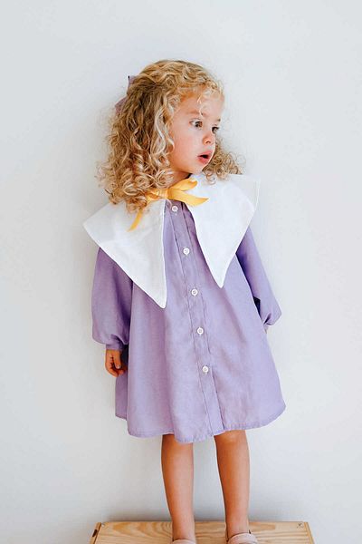 Little Honey Bunnies Nostalgic Collar Front Button Lilac Girl's Dress