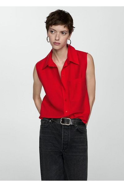 MANGO Woman Sleeveless Lyocell Shirt