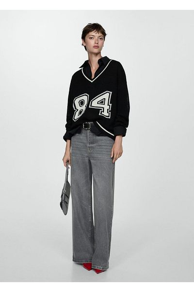 MANGO Woman Oversize Pointed Collar Sweater