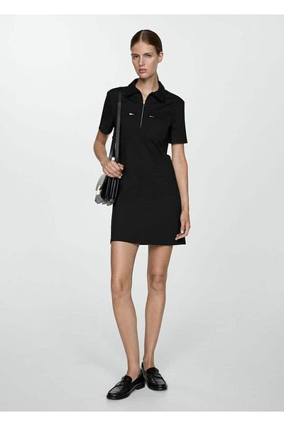 MANGO Woman Polo Neck Dress with Pockets